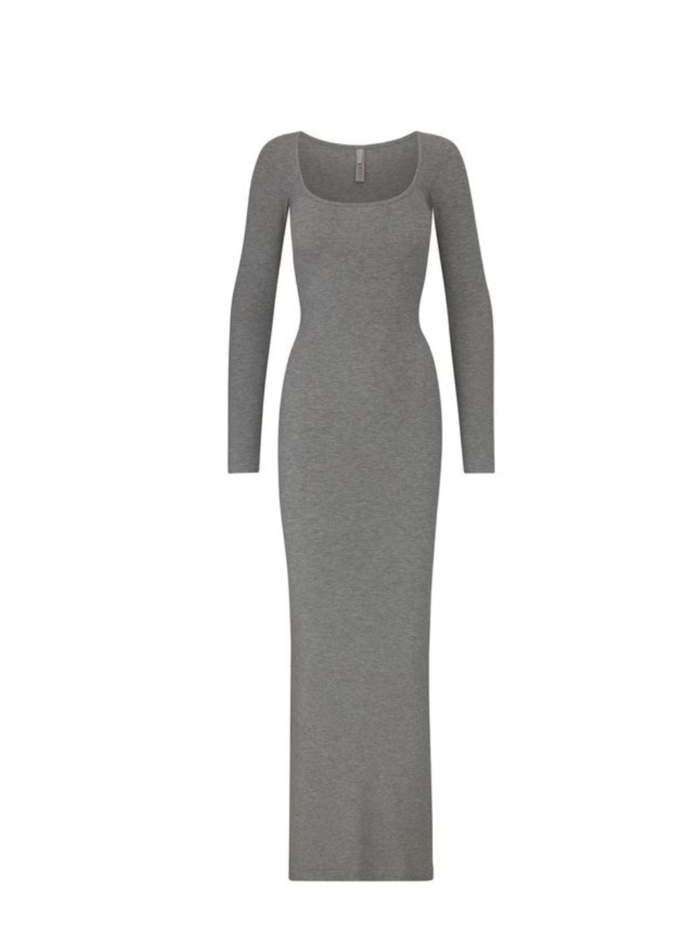 Long Sleeve Scoop Neck Maxi Dress in Gray - Picture 2 of 7
